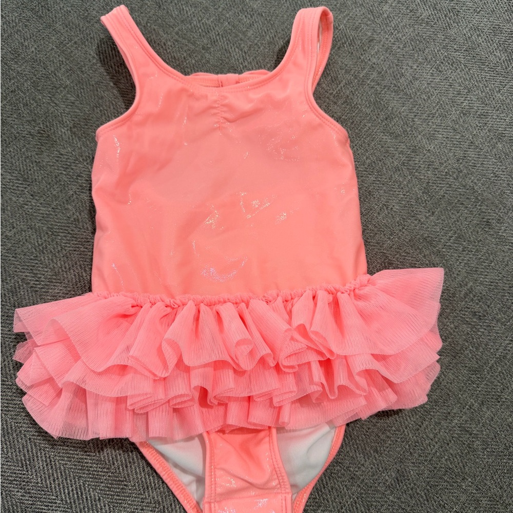 Cat & Jack Coral Pink Ruffle Tutu One-Piece Swimsuit
